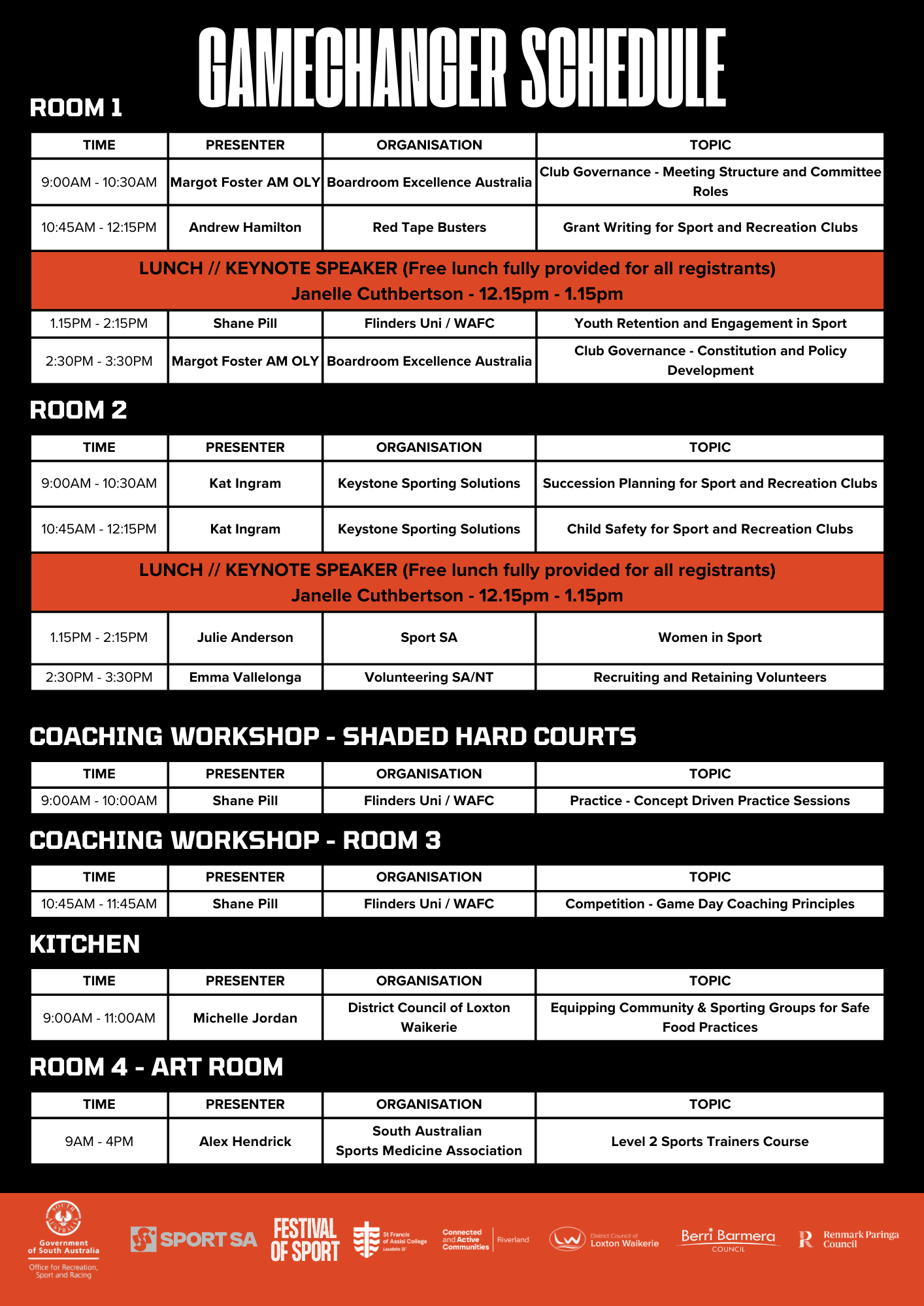 Gamechanger Schedule